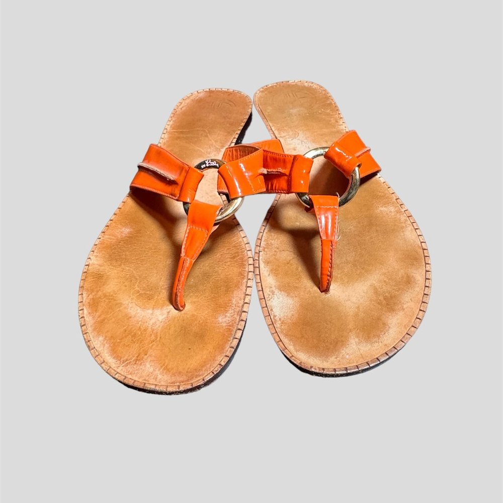 Lilly Pulitzer orange leather size 8 sandal slipper